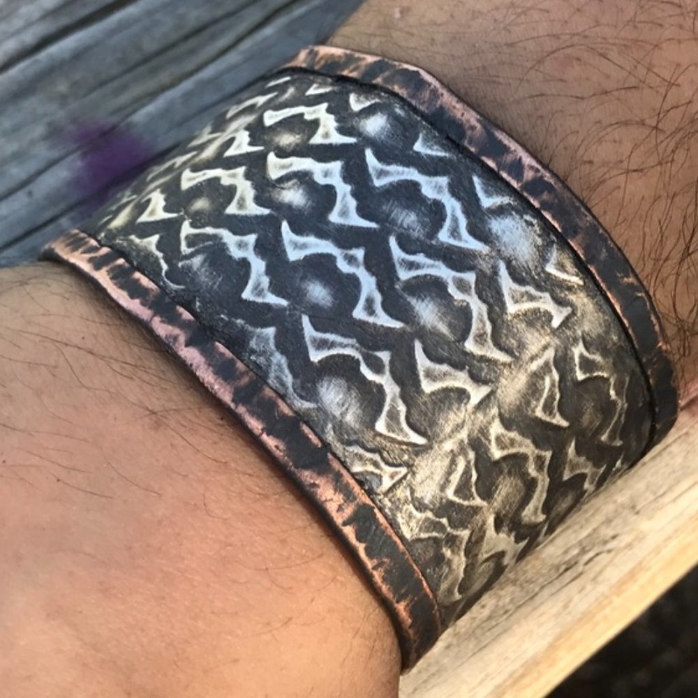 Bat Sterling Silver Gothic Copper Cuff Unisex Goth Wide Mans Womans Rustic Punk